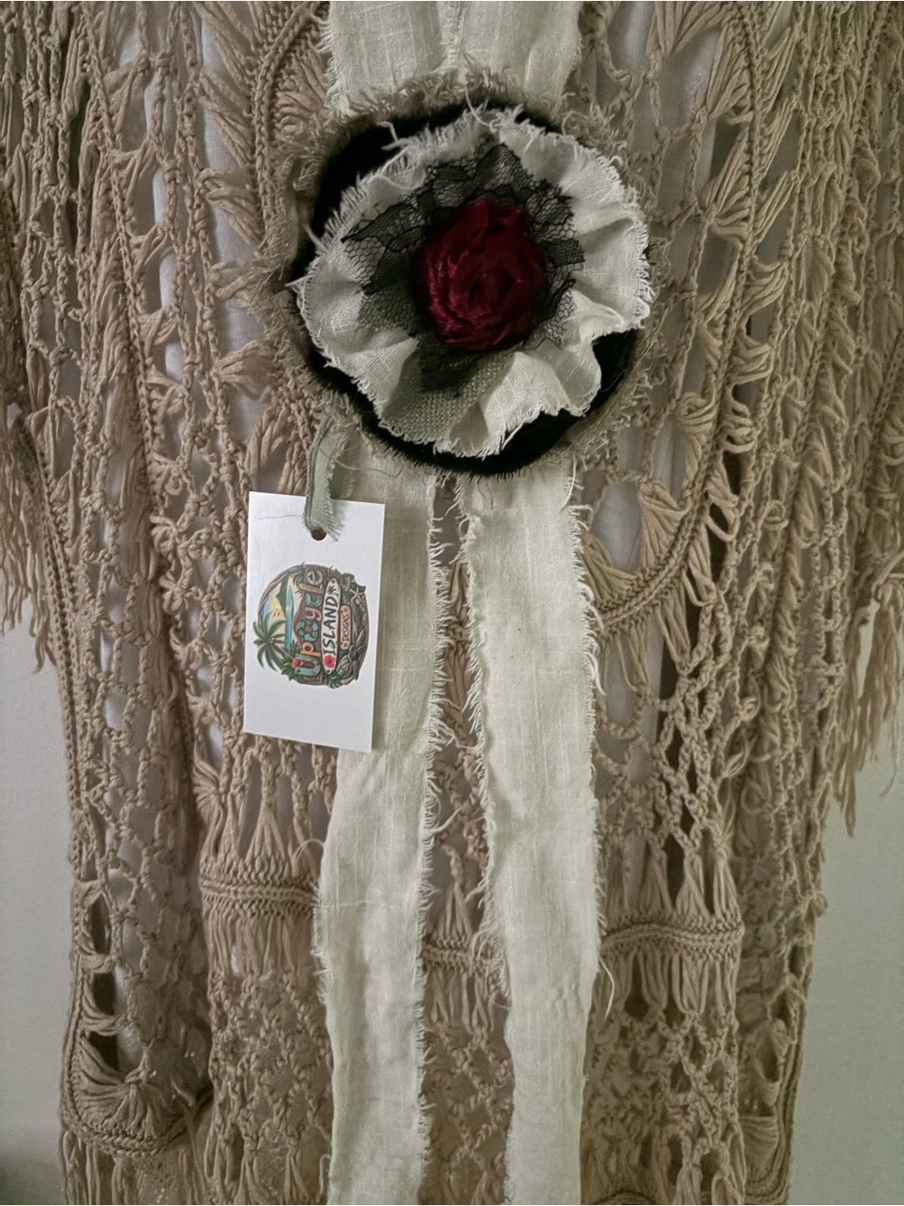 Handcrafted Floral Jabot Brooch Necklace Choker